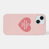 Positieve Bijbelvers Bevestiging Roze Hart Schatti iPhone 15 Case (Achterkant horizontaal)