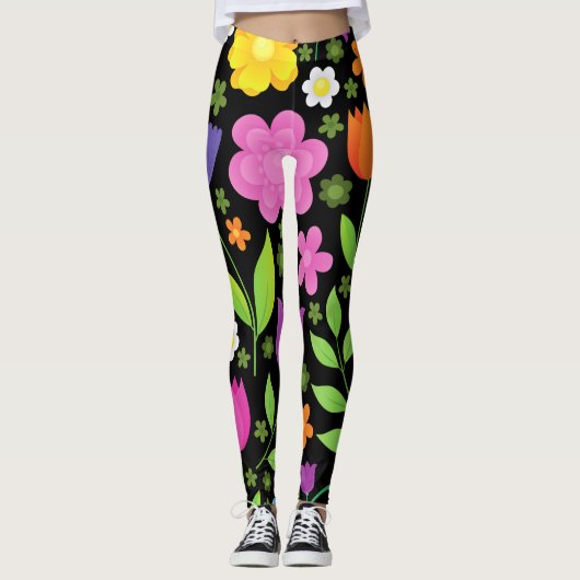 Positieve bloemen krooster leggings (Voorkant)