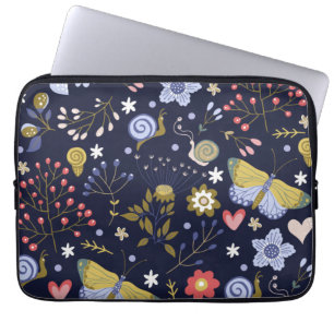 Positieve bloemen kweken en vlinderbloemig kleurri laptop sleeve