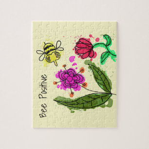 Positieve bloemen voor bijen en bijen legpuzzel