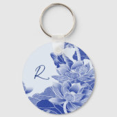 Positieve bloesem Quote Blue Flowers Lotus Lily Sleutelhanger (Achterkant)