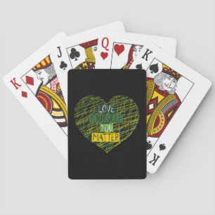 Positieve boodschap en hart in kleuren voor geeste pokerkaarten
