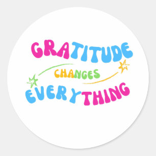 Positieve boodschap: gratitude change everything ronde sticker