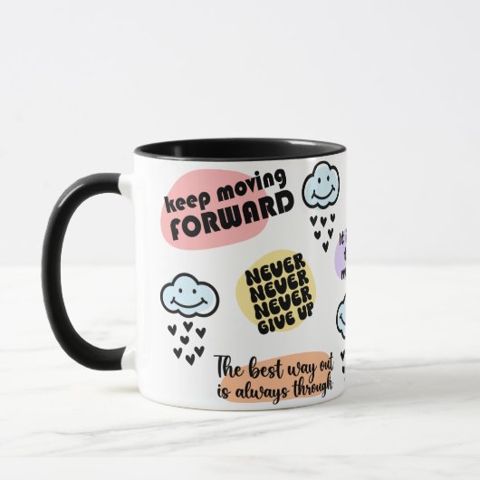 Positieve boodschap nooit opgeven mok (Links)