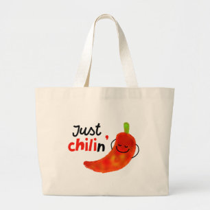 Positieve Chili Pepper Pun - gewoon kind Grote Tote Bag