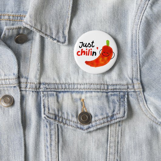 Positieve Chili Pepper Pun - gewoon kind Ronde Button 5,7 Cm (In situ)