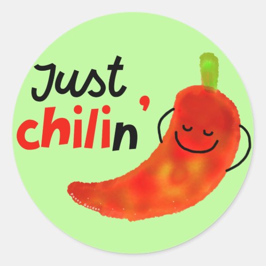 Positieve Chili Pepper Pun - gewoon kind Ronde Sticker (Voorkant)
