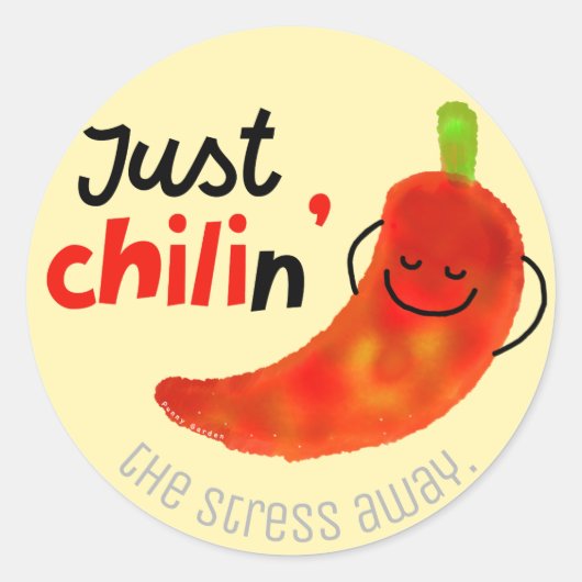 Positieve Chili Pepper Pun - gewoon kind Ronde Sticker (Voorkant)