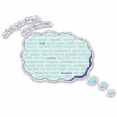 Positieve denkende energie inspirerend blauwe bubb sticker (Voorkant)