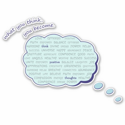 Positieve denkende energie inspirerend blauwe bubb sticker (Voorkant)