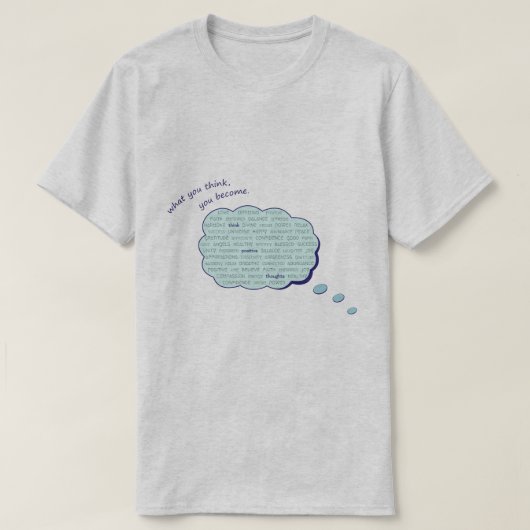 Positieve denkende energie inspirerend blauwe bubb t-shirt (Design voorkant)