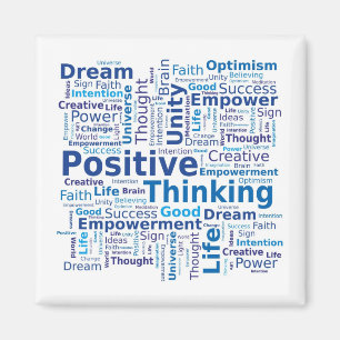 Positieve denkkende Word Cloud - blauw Magneet