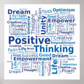 Positieve denkkende Word Cloud - blauw Poster (Voorkant)