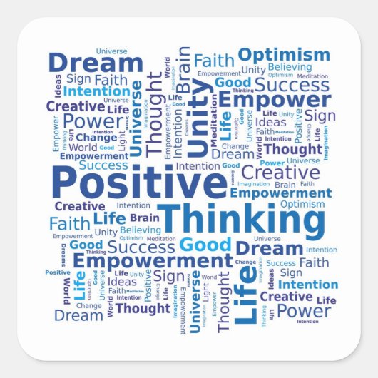 Positieve denkkende Word Cloud - blauw Vierkante Sticker (Voorkant)