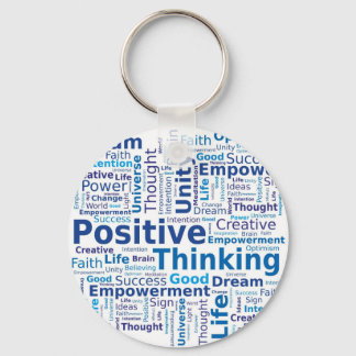 Positieve denkkende Word Cloud - Blauwe kleuren Sleutelhanger