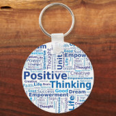 Positieve denkkende Word Cloud - Blauwe kleuren Sleutelhanger (Voorkant)