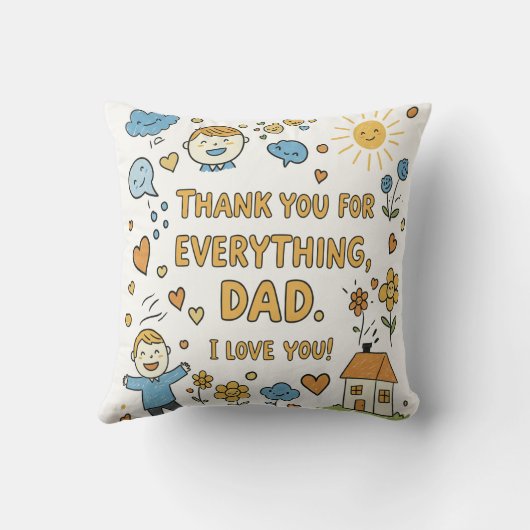 Positieve Doodle boodschap voor papa Kussen (Achterkant)