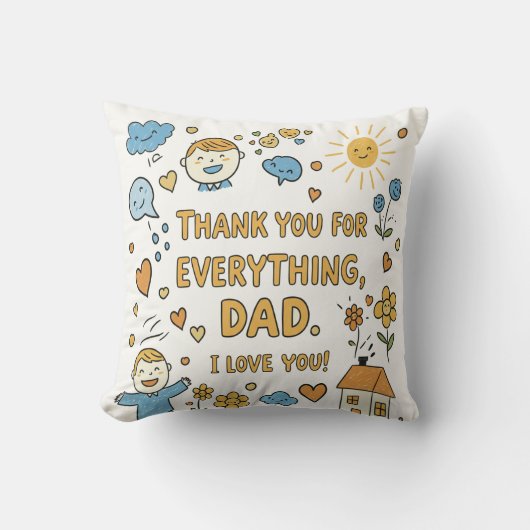 Positieve Doodle boodschap voor papa Kussen (Voorkant)