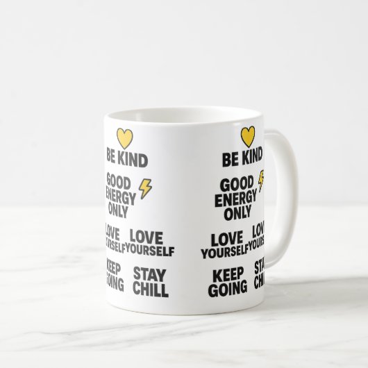 Positieve energie citeert zwarte Mok (Voorkant rechts)