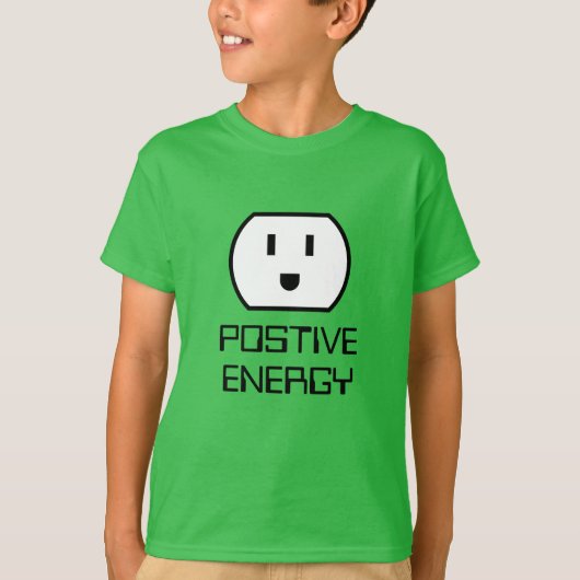 Positieve Energie grappige groene muurstekker kind T-shirt (Voorkant)