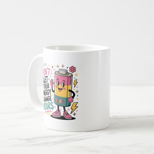 positieve energie-Mok | Retro Batterij Koffiekopje Koffiemok (Voorkant links)