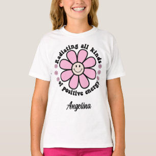 Positieve energiezuinige Happy Pink-ventilator T-shirt