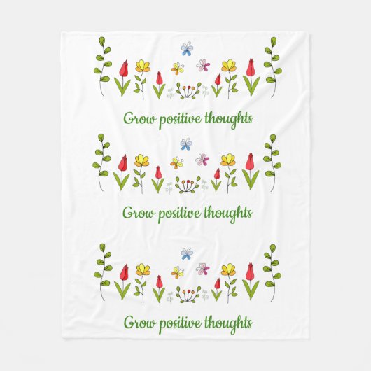 Positieve gedachten bloemen kweken fleece deken (Voorkant)