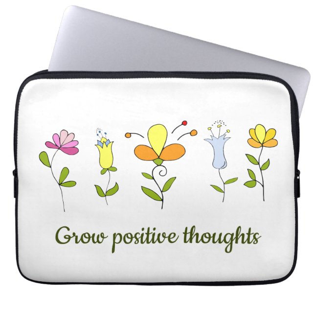 Positieve gedachten bloemen kweken laptop sleeve (Voorkant)
