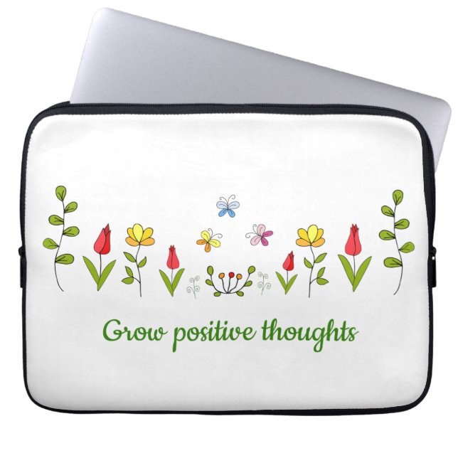 Positieve gedachten bloemen kweken laptop sleeve (Voorkant)