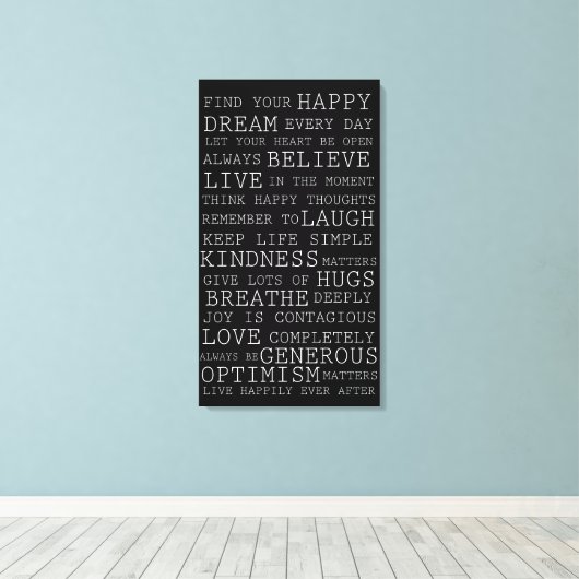 Positieve gedachten Inspirerend woorden Canvas Afdruk (Insitu (Houten vloer))