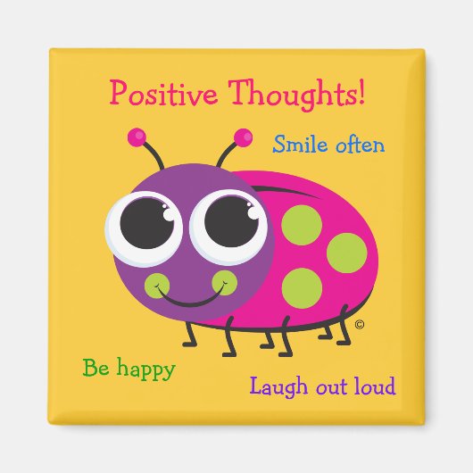Positieve Gedachten - Leuke lieveheersbeestje magn Magneet (Voorkant)
