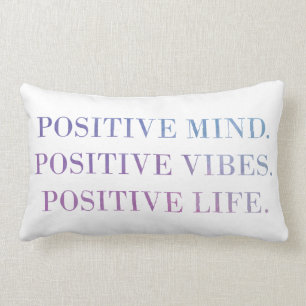 Positieve gedachten, Vibes, Life (Paars - blauw) q Kussen