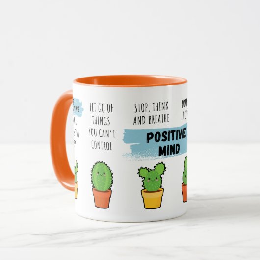 Positieve geest Schattigee Cactus Planten Keramisc Mok (Voorkant links)