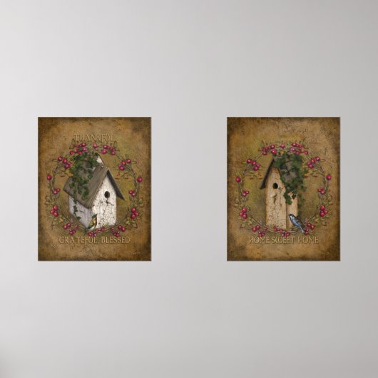 Positieve Gezegden uiterlijk Vogelhuisjes Berries Muurkunst Sets (Voorkant)