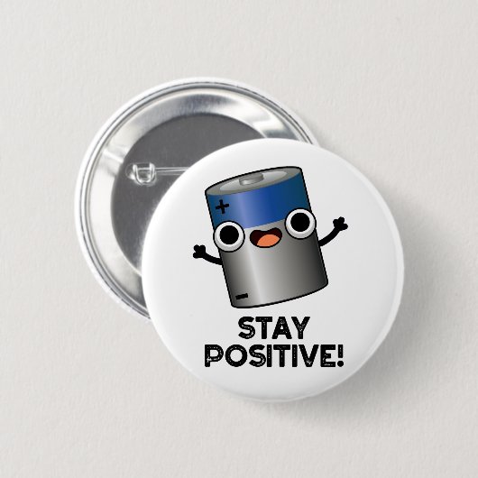 Positieve grappige accuduur ronde button 5,7 cm (Voorkant /achterkant)