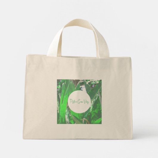 Positieve groene vleugelpalm laat Bleke pasta over Mini Tote Bag (Achterkant)