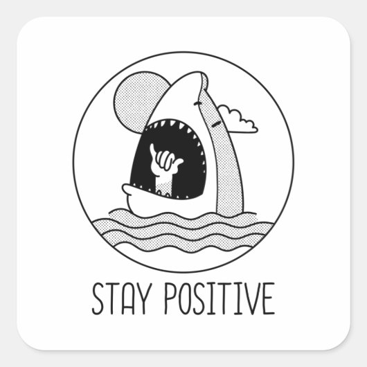 Positieve haaienvaarzen vierkante sticker (Voorkant)