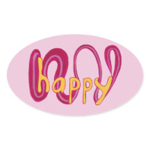 Positieve Happy Word Stickers Geel Roze Magenta