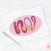 Positieve Happy Word Stickers Geel Roze Magenta (Envelop)