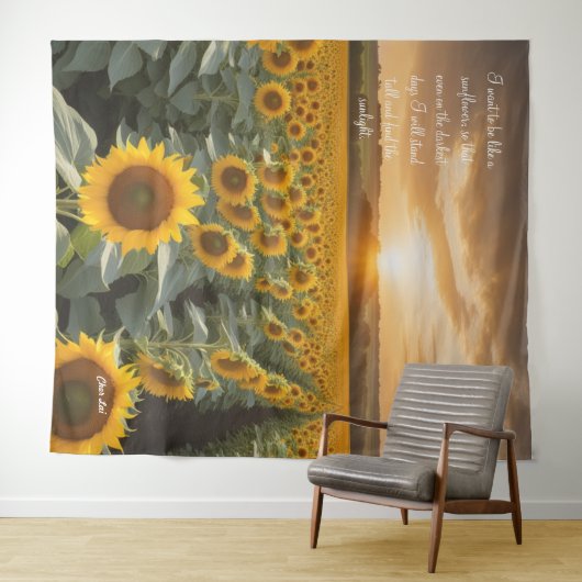Positieve hoopvolle Zonnebloemen Sunrise Tapestry Wandkleed (In Situ (horizontaal))