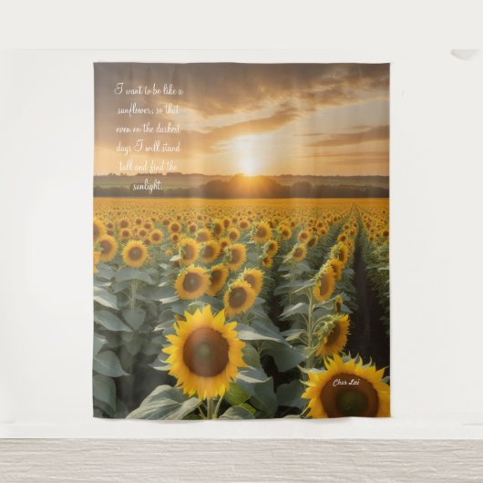 Positieve hoopvolle Zonnebloemen Sunrise Tapestry Wandkleed (Voorkant)