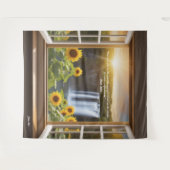 Positieve hoopvolle Zonnebloemen waterval Tapestry Wandkleed (Voorkant (horizontaal))