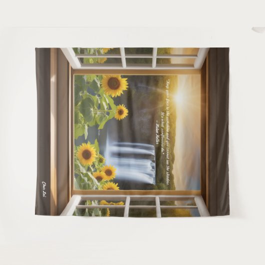 Positieve hoopvolle Zonnebloemen waterval Tapestry Wandkleed (Voorkant (horizontaal))