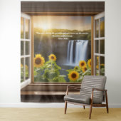 Positieve hoopvolle Zonnebloemen waterval Tapestry Wandkleed (In situ)