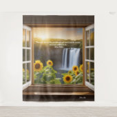 Positieve hoopvolle Zonnebloemen waterval Tapestry Wandkleed (Voorkant)
