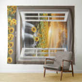Positieve hoopvolle Zonnebloemen waterval Tapestry Wandkleed (In Situ (horizontaal))