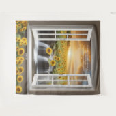 Positieve hoopvolle Zonnebloemen waterval Tapestry Wandkleed (Voorkant (horizontaal))