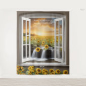 Positieve hoopvolle Zonnebloemen waterval Tapestry Wandkleed (Voorkant)