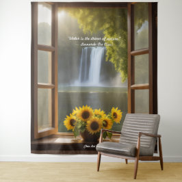 Positieve hoopvolle Zonnebloemen waterval Tapestry Wandkleed