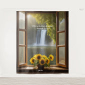 Positieve hoopvolle Zonnebloemen waterval Tapestry Wandkleed (Voorkant)